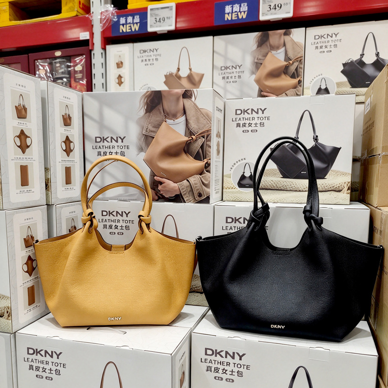 Sam Purchased Dkny Genuine Leather Women's Bag in Elephant Gray and Black, Made from Top-Layer Cowhide, Can Be Used as a Handbag or Shoulder Bag, Tote Bag with Inner Pocket
