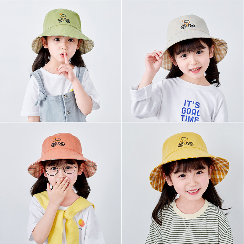 Children's fisherman hat lady Korean version fashion fresh little girl spring autumn tourist shading cotton fabric pelvic hat can be folded