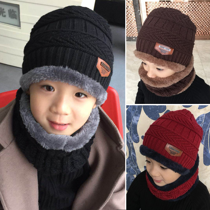 6-7-8-9-10-12-year-old child male and female child plus suede thickened parent-child hat Neck Suit Damp winter
