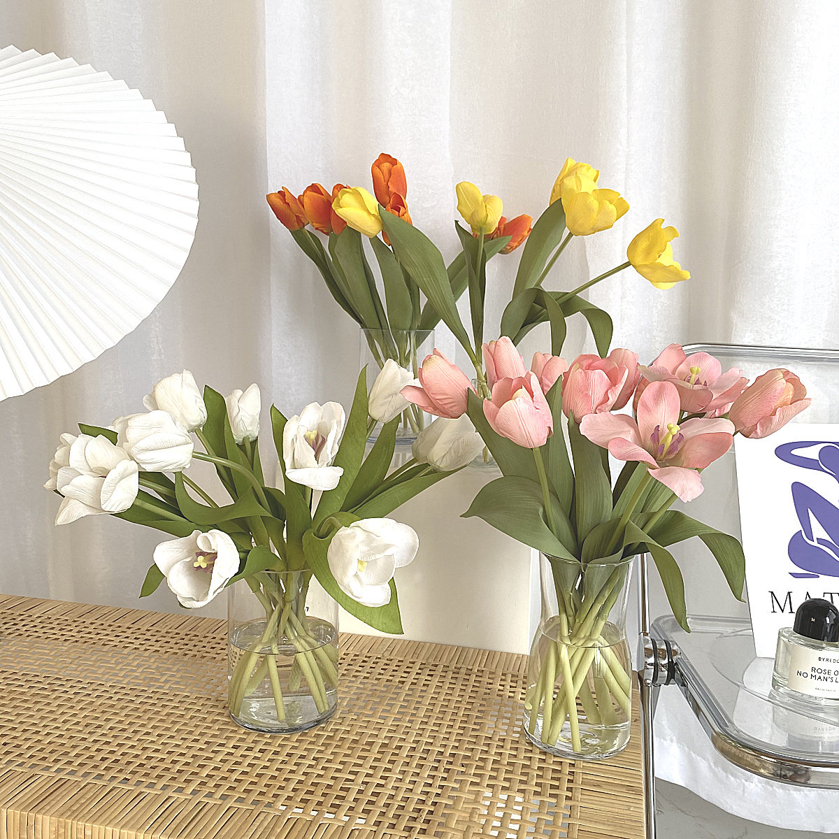 INS Korean style home soft decoration feel moisturizing tulip decorative flower photography props homestay high-end flower fake flower