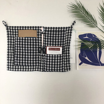ins Hanfeng dormitory home wall storage bag Plaid hanging bag bedroom bedside finishing bag large capacity student bag