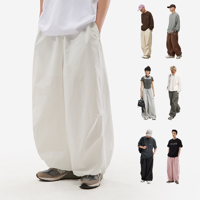 Cryingcenter Gray-Green American-Style Trench Coat Wide-Leg Sweatpants Elastic Waist Plus-Size Air Pants Crying Center