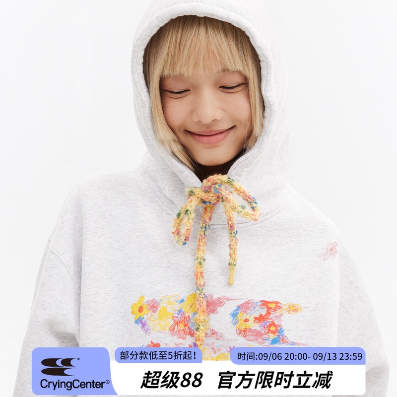 Cryingcenter Hand-Painted Garden 3C Drawstring Fleece Hoodie Crying Center
