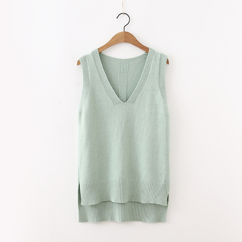Áo len dệt kim của phụ nữ mặc vest mùa thu đông 2018 mới của phụ nữ sang trọng màu rắn không tay áo thun rộng áo nữ công sở