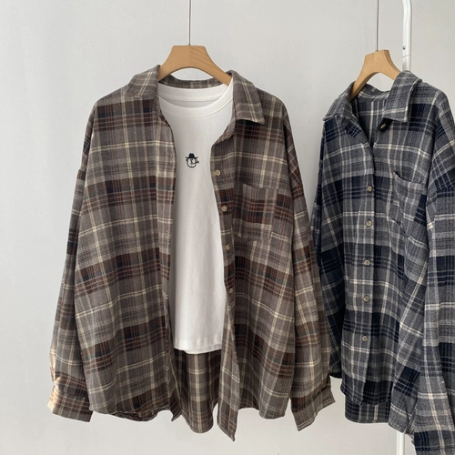 Осенняя цветная рубашка, хлопковая куртка, в западном стиле, простой крой, свободный крой