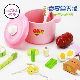 Uuki Children dressed as Home Wine Simulation Character Toys Wooden Chiche for cooking Nutritious Soup