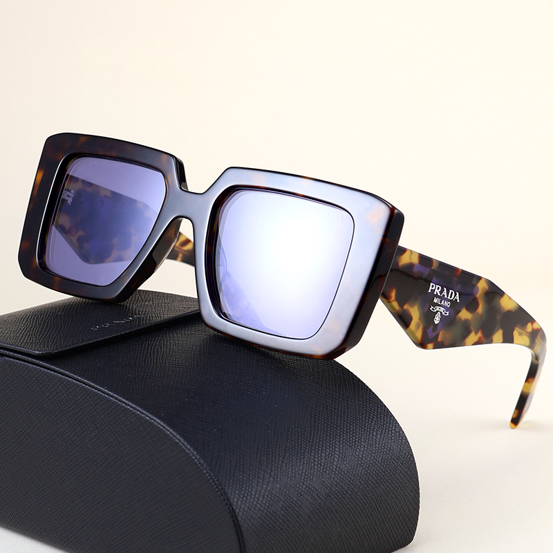 Prada Sunglasses 0Pr23Ysf Women's Sunglasses Trendy Square Wide-Leg Acetate Sunglasses