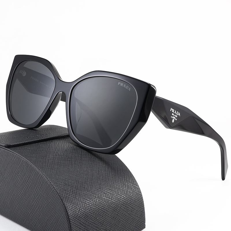 Prada Avant-Garde Street Style Square 0Pr19Zsf Sunglasses Cat-Eye Triangle Logo Acetate Sun Protection Sunglasses