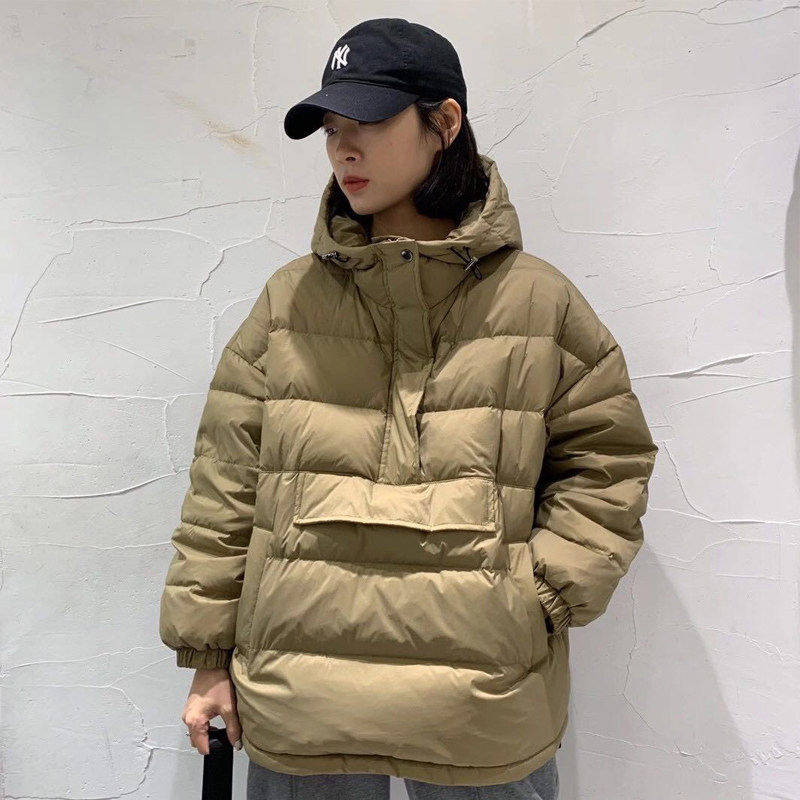 TY1980 down jacket women's mid-length version 2021 winter new pullover Korean version loose white duck down jacket