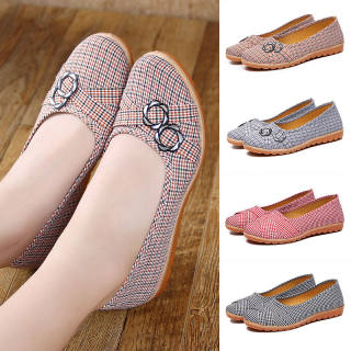 Old Beijing cloth shoes plaid tendon sole driving mom shoes