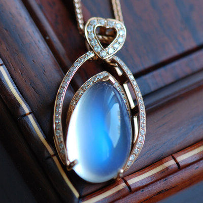 14197 carat moonstone pendant cp110262 18K gold diamonds inlaid with seven colorful precious stones