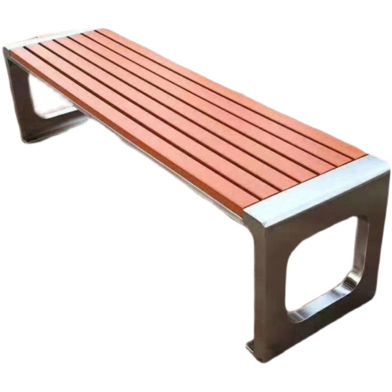 Stainless steel park chair outdoor bench garden double long stool outdoor anti-corrosion wood plastic wood leisure seat
