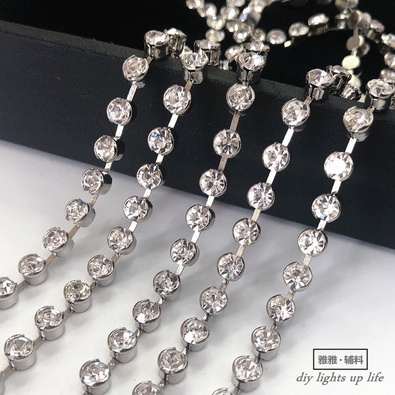 Good quality 6mm anti-hook edge drill chain diy accessories material wedding dress shoulder strap decorative claw chain accessories