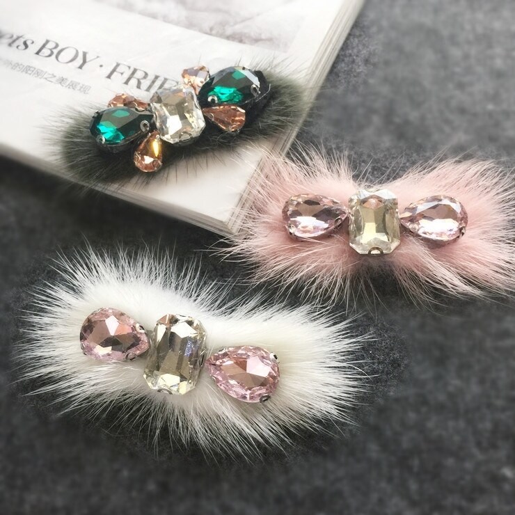 Autumn Winter New Rabbit Fur Adornment Nail Pearl Water Drilling Accessories DIY hairpin accessories jacket needle weaver decor