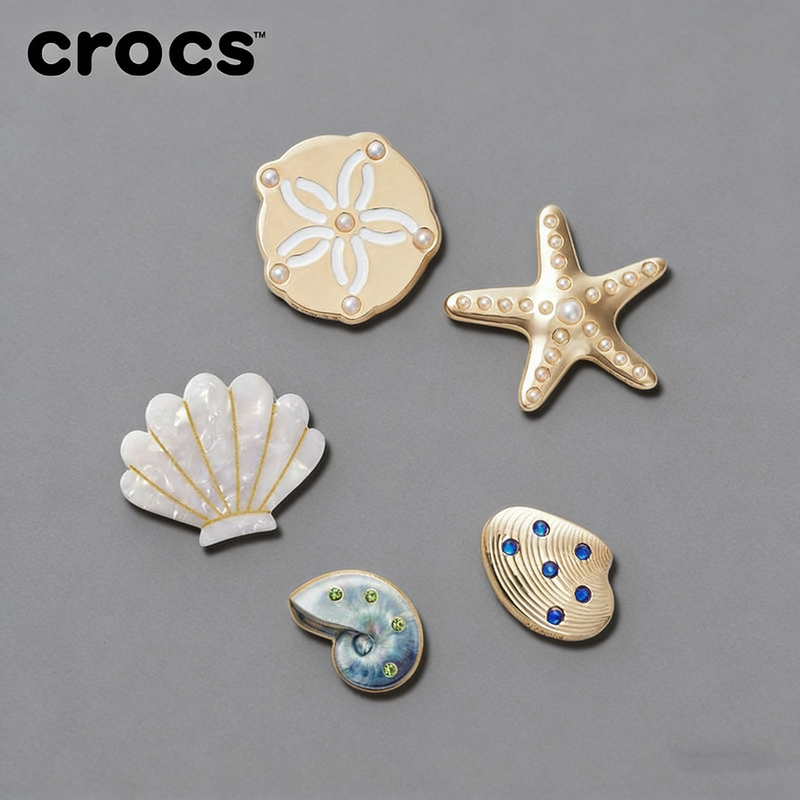 Same Style as in Shopping Malls, 80% off Hole Shoe Accessories, High-End Metal Shoe Buckles, Pearl Shell Starfish Shoe Charms, Suitable for Crocs