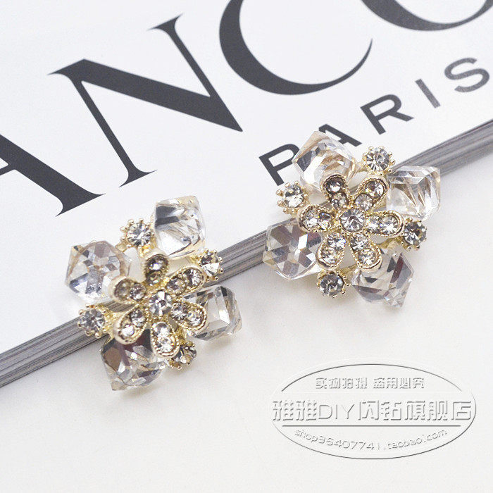 Square Crystal Retro-Inlaid Drilling Hair Accessories Diy Alloy Accessories Shoes Wrap Bag floral disc drill button handmade headwear material