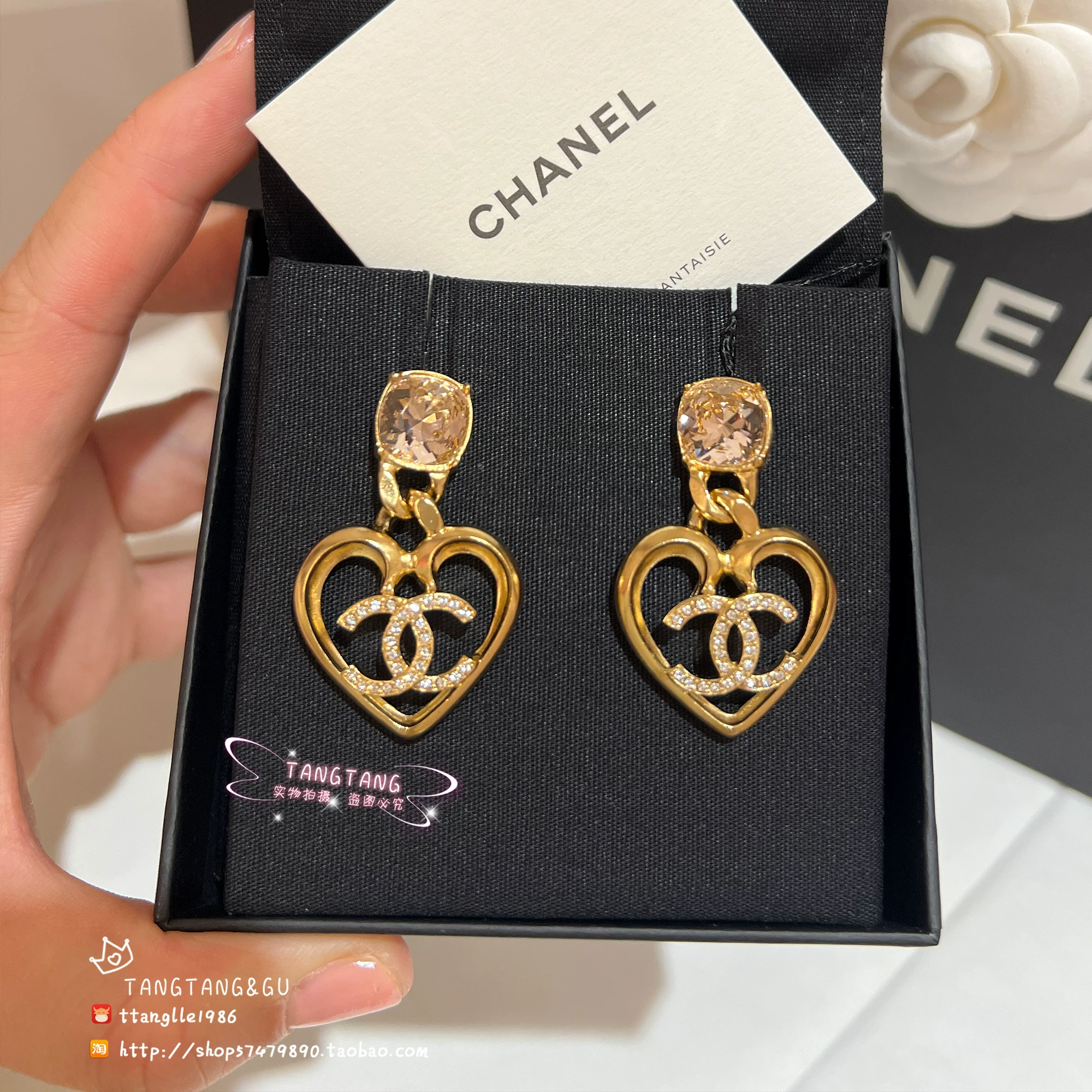 Клипсы для уха Spot 23A CHANEL Золотой Цветок Золотая Жемчужина Двойной C Бриллиантовые Серебряные Двойные Ушные Сережки 345