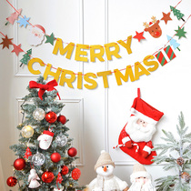 Christmas Day party Santa Claus snowman Elk Deer English Letters Wall-mounted Wall Decoration Background Laflower Banner