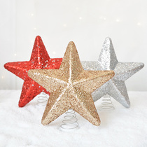 SwanLace Sparkling Pentagram Stars Stars Colorful Red Gold Shiny Christmas Tree Decorative Tree Top Stars
