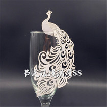 Hollow wedding Phoenix paper cup card birthday party pearlescent paper Peacock wine glass card seat card table card 50