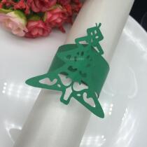 Hollow European Christmas tree napkin ring Christmas towel buckle paper ring holiday party decorations 24