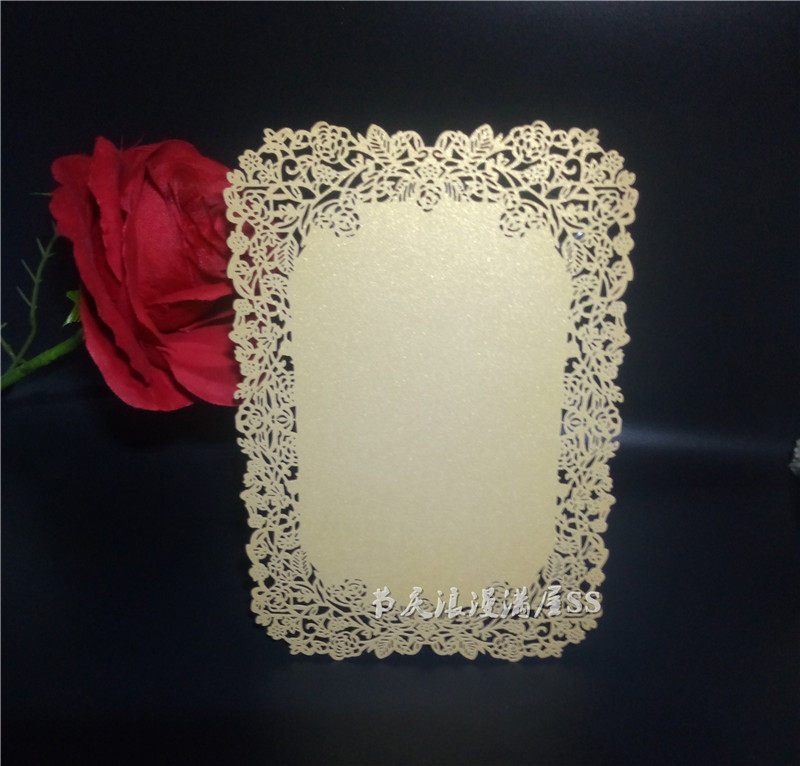 Laser Hollowed-out Rose Invitation Cambodia invites card Meal Card Pearlescent Paper Please Post Wedding Card Custom 10 sheets