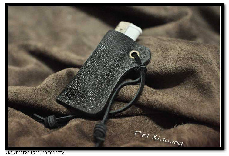 Hand made disposable lighter pearl fish leather cover lighter leather cover pearl fish original