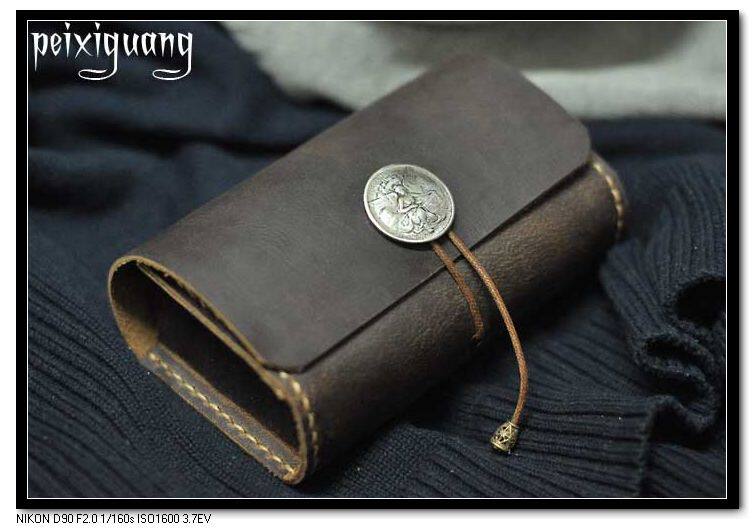 Leather hand-rolled straw bag pure handmade real retro silk large cigarette maker glossy first-class product sale