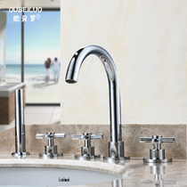 Obello All copper cross handwheel Split three-hole hot and cold basin Five-hole bathtub with shower faucet