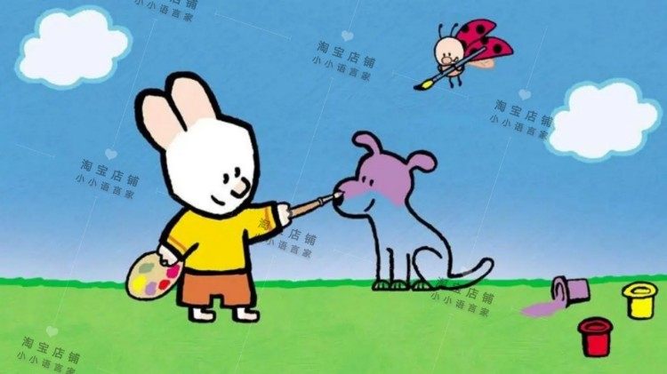 会画画的兔子Didou幼儿 儿童法语启蒙动画片视频素材