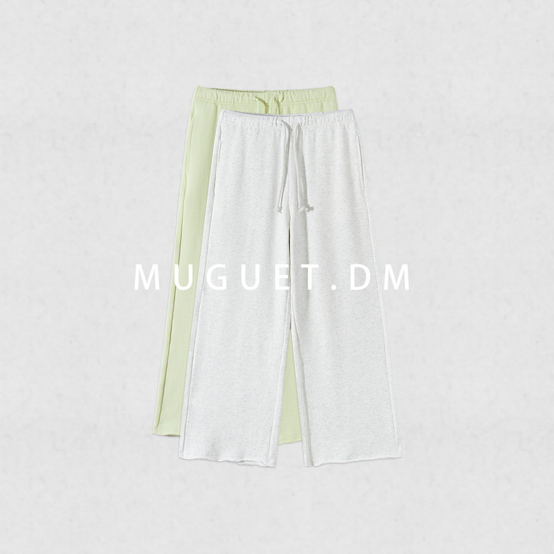 [Tang Youyou] Korean Imported Ultra-Soft Cotton Spandex Wide-Leg Pants for Women, Early Autumn Elastic Drawstring Lazy Style Casual Pants