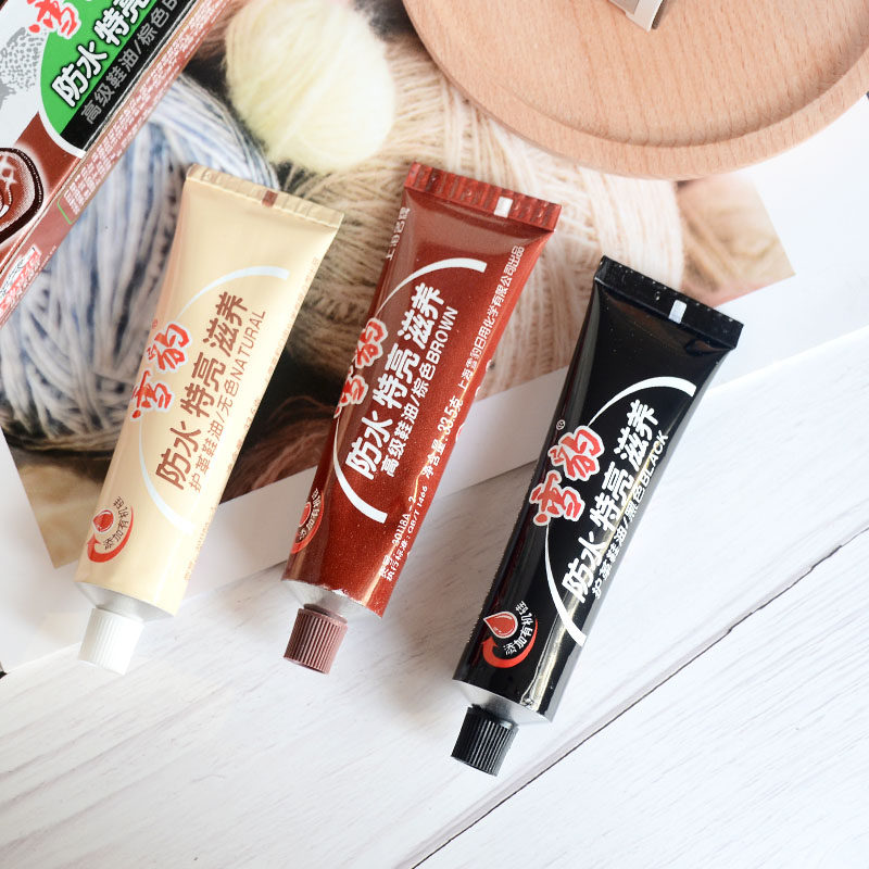 Snow leopard leather shoe polish waterproof nourishing oil black brown colorless protective leather care bright household waterproof solid maintenance