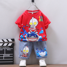 Ultraman clothing boys summer suit children's new short sleeved baby boys summer internet trendy children's clothing