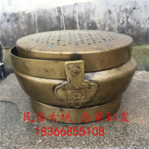 Rural folk old objects warm oven oven copper stove old cargo components retro decoration display parts recommended