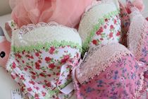 Original French romantic small floral lace thick cup bra 70B 75B 80B