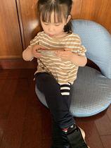 Parent-Child Costume literary style Kazi white stripe loose version cotton T-shirt 100-150 adult ML code