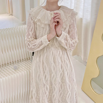 PinkstarShop Spring New Ambience Beauty Pure Color Fresh And Sweet Necklace Delicacy Lace Dress Woman