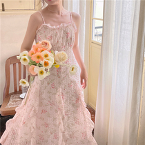 PinkstarShop Flowers Fairy Tail Splicing Harnesses Snowspun with dress Skirt Terrace Seaside Resort Womens Skirt Summer