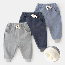 Boy plus velvet pants to keep warm in winter 3 years old baby cotton pants outside wearing thick 4 Childrens casual pants childrens winter wear