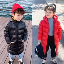(Anti-season clearance) Childrens down jacket long winter red festive boy cotton jacket winter clothing