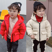 (Anti-season clearance) children plus velvet down jacket winter boy hooded cotton jacket winter baby thick coat tide