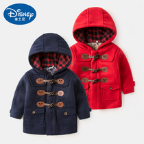 Childrens coat thickened spring and autumn foreign boys and girls warm woolen cloth coat baby red New Year childrens clothing tide