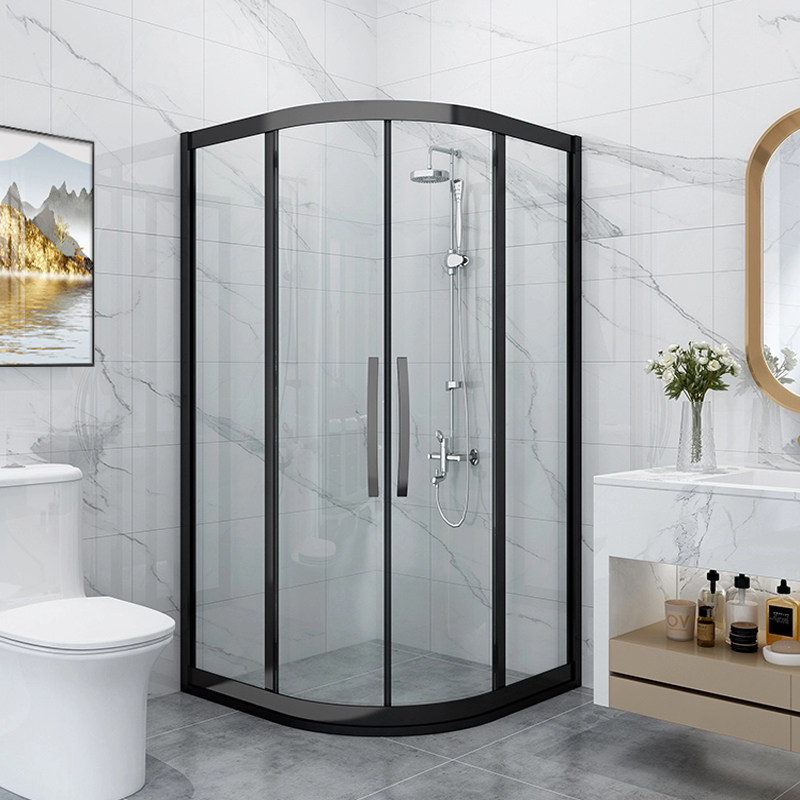 Customized stainless steel arc fan-shaped shower room shower room partition bathroom glass sliding door powder room dry and wet separation