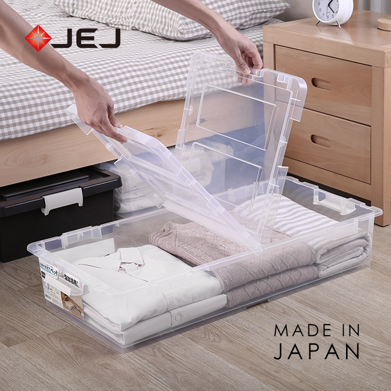 JEJ Japan imported bedbed container box transparent flat bed under the plastic drawer type container wheel