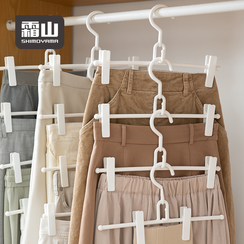 (10 Mounted) Frost Mountain Cabinet Interior Superimposed skirt Trouser Clips Wardrobe Non-slip Conditioning Plastic Hung Hanger Pants Rack Skirt Clip