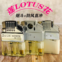 American Lotus Lotus Pipe Liner Electronic trend ZIPPO Blue Flame Windproof Inflatable Spitfire Cigar Lighter