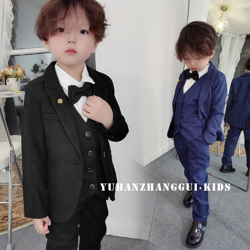 Boy suits suit three sets of handsome qi Inron pie Little Western suit children walk show birthday flower boy chair gown