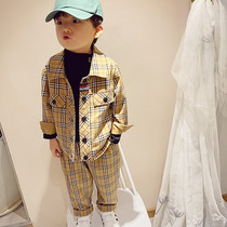 Chinese childrens clothing childrens suit two-piece set 2020 Spring and Autumn new leisure Korean tide boy plaid suit dress