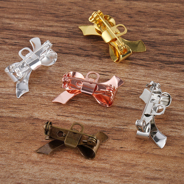 ວັດສະດຸເຮັດດ້ວຍມື DIY bow tie pin copper security head safety brooch single hanging DIY brooch accessories