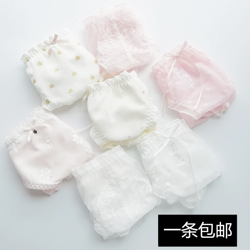 Mùa hè nóng bỏng phong cách phụ nữ Đồ lót Nhật Bản giữa eo cô gái ngọt ngào màu hồng trắng thoáng khí sexy cotton ren nhanh khô - Giống cái